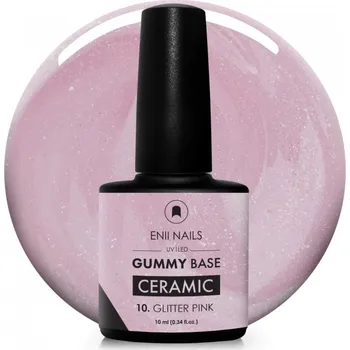 Umělé nehty Enii-nails Gummy Base Ceramic 10 Glitter Pink 10 ml Enii