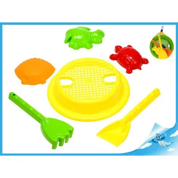 Hračka na písek Sada na písek - sítko, lopatka, hrábě a 3 ks formiček 10 m+