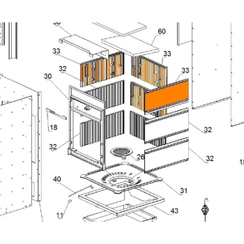 Krbová kamna NORDICA Litinová vyzdívka boční horní, zadní střední, zadní horní 1130272 - pro kamna ROSSELLA R1 a LUNA