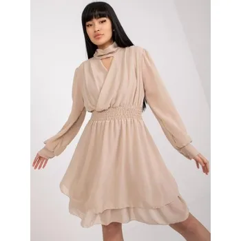 Dámské oblečení Dámské šaty mini koktejlové mini OCH BELLA béžové