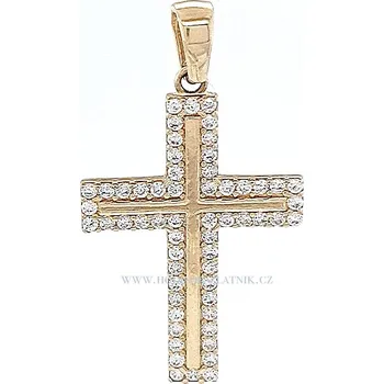 Souprava šperků zlatý přívěsek křížek se zirkony OLI21010015210485