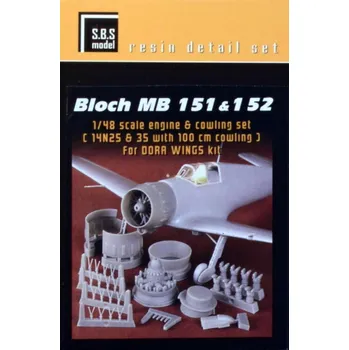 Plastikový model S.B.S model 1/48 Bloch MB 151&152 engine&cowling set (DORA W.)
