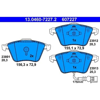 Brzdová destička Sada brzdových destiček, kotoučová brzda ATE 13.0460-7227.2