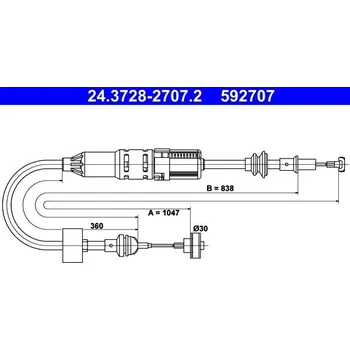Spojka Tažné lanko, ovládání spojky ATE 24.3728-2707.2
