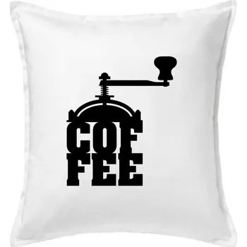 Polštář Coffee mlýnek - Polštář 50x50 - 50x50 - Pouze potah ( Bílá )