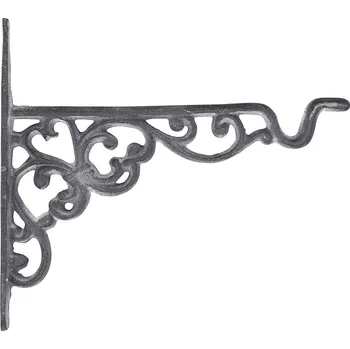 Zahradní dekorace Chic Antique Šedá antik litinová konzole s háčkem - 19*2*17cm