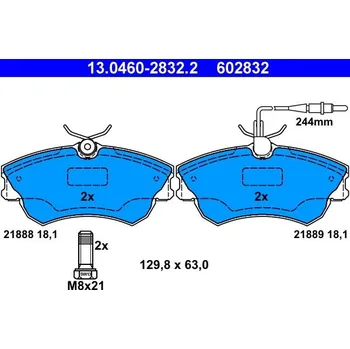 Brzdová destička Sada brzdových destiček, kotoučová brzda ATE 13.0460-2832.2