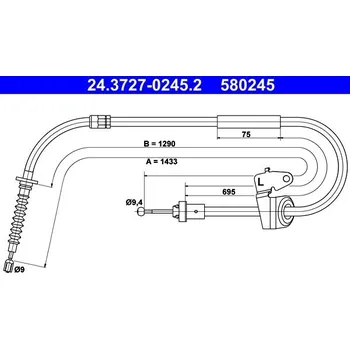 Lanko parkovací brzdy Tažné lanko, parkovací brzda ATE 24.3727-0245.2