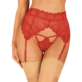Dámská erotická souprava Smyslný podvazkový pás Lonesia garter belt - Obsessive S/M červená
