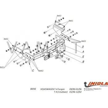 Tažné zařízení Tažné zařízení VW Transporter T4, skříň (1990 - 1996 (T4)) (682)