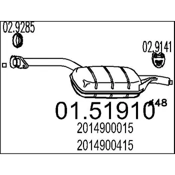 Tlumič výfuku Střední tlumič výfuku MTS 01.51910