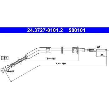 Lanko parkovací brzdy Tažné lanko, parkovací brzda ATE 24.3727-0101.2