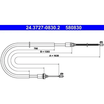 Lanko parkovací brzdy Tažné lanko, parkovací brzda ATE 24.3727-0830.2