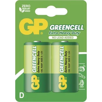 Baterie znkochloridová GP Greencell R20 (D) - 2ks