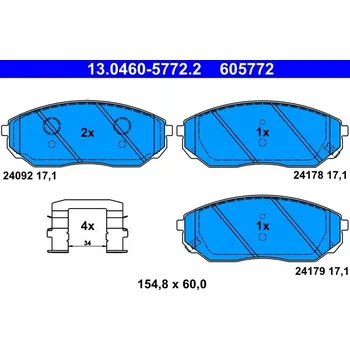 Brzdová destička Sada brzdových destiček, kotoučová brzda ATE 13.0460-5772.2