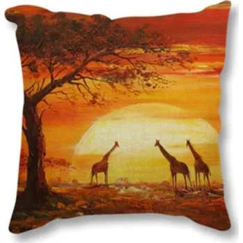 AOTU Povlak na polštář v Africkém stylu - Žirafy při západu slunce