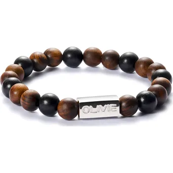 Náramek Olivie Korálkový náramek WOOD XL 6098 Ag 925; ≤11,5 g.