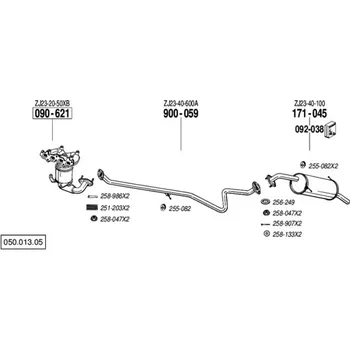 Výfukový systém zadní tlumič výfuku Polmostrow 171045P, náhrada za Bosal 171-045