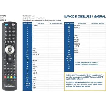 Dálkový ovladač General STRONG SRT6100 - náhradní dálkový ovladač