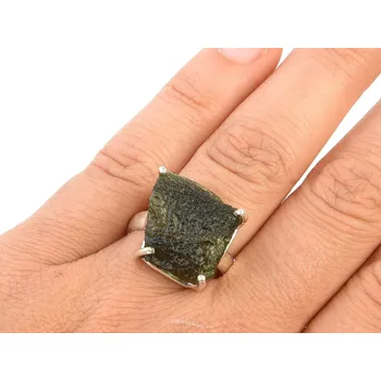 Prsten Přírodní vltavín prsten Ag 925/1000 5,8g vel.56