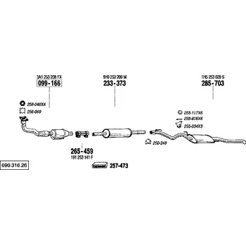 Zadní díl výfuku zadní tlumič výfuku Polmostrow 285703P, náhrada za Bosal 285-703
