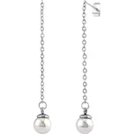 Ocelové řetízkové náušnice Taina se syntetickou perlou KMM92495