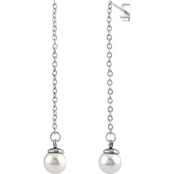 Náušnice Ocelové řetízkové náušnice Taina se syntetickou perlou KMM92495