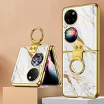 GKK 45262 GKK GLASS Ochranný kryt s držákem Huawei P50 Pocket WHITE MARBLE