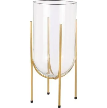 Váza Skleněná váza Mica JAMEY, na zlatém podstavci, rozměr 17 x 31 cm, čirá