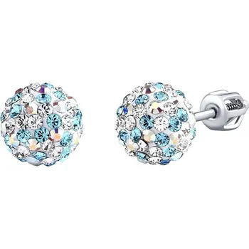 Náušnice Stříbrné náušnice pecky Odette kuličky 8 mm se Swarovski® Crystals tyrkysová na šroubek SILVEGOB36120BDT08