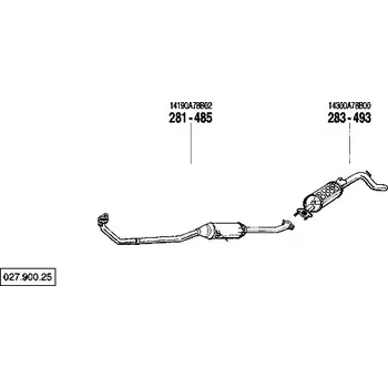 Výfukový systém střední tlumič výfuku Bosal 281-485