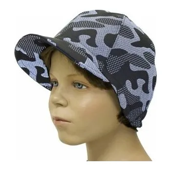 Čepice Dětská softshellová čepice Fantom bekovka černá s reflexním potiskem maskáč obvod hlavy 52 cm