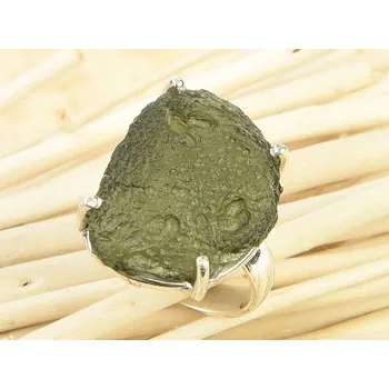 Prsten Přírodní vltavín prsten Ag 925/1000 6,0g vel.51