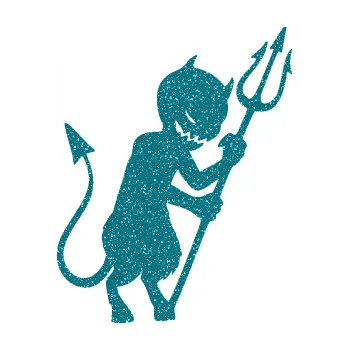 Samolepicí dekorace na vozidlo Čert 004 pravá šibal s vidlemi (92 - Ultra Metalic tyrkysová) SAMOLEPKA NA AUTO, NÁLEPKA, FÓLIE, POLEP, TUNING, VLASTNÍ TEXT, TISK, AUTOSAMOLEPKY.cz, POLEPY, OBRÁZEK, LOGO, 3D STICKERS