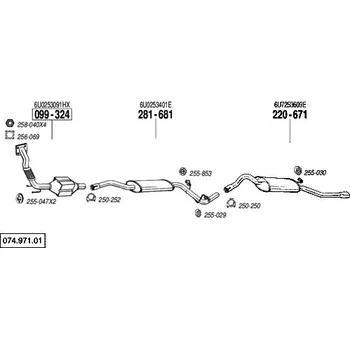 Zadní díl výfuku zadní tlumič výfuku Polmostrow 220671P, náhrada za Bosal 220-671