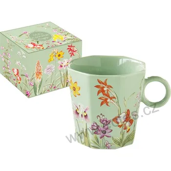 Easy Life EDEN zelený porcelánový hrnek rozkvetlé luční kvítí 350ml