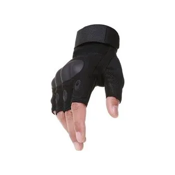 Taktické rukavice - černé s gumovou ochranou kloubů