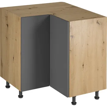 Kuchyňská skříňka Rohová spodní skříňka LANGEN D90N, dub artisan/šedý mat, 90 cm