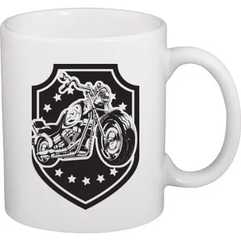 Hrnek malý bílý s potiskem Motorka