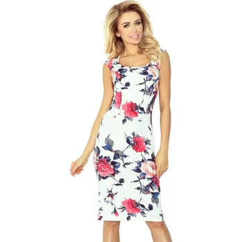 Dámské šaty Numoco Dámské přiléhavé šaty - velké barevné květy 53-30 bílá XS/S