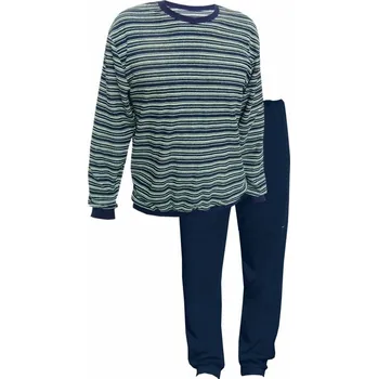 Pánské pyžamo Pánské froté pyžamo, dlouhé JOFAS 901 modrá/šedozelená M