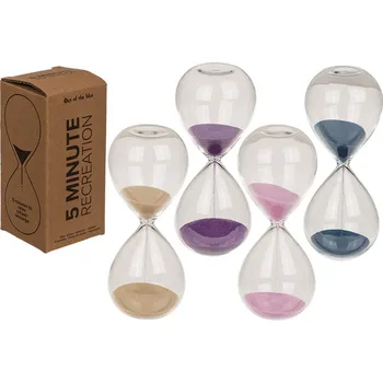 Hodiny SKLENĚNÉ PŘESÝPACÍ HODINY RŮŽOVÉ 5 MINUT 12,5 CM