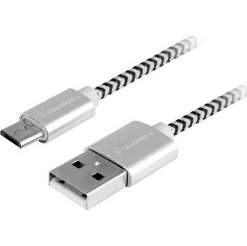 Kabel GoGEN USB / micro USB, 1m, opletený - stříbrný