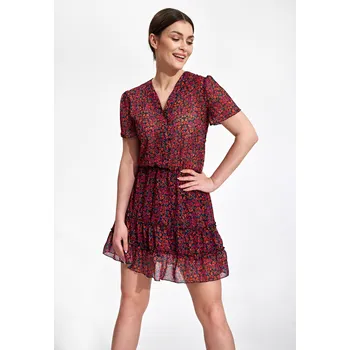 Dámské šaty Vínové lehké šaty z šifonu M862 Pattern 134 Velikost: L