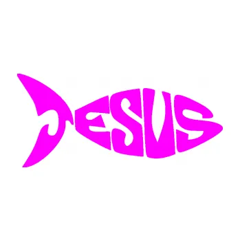 samolepka Jesus rybička 007 (72 - Fluorescentní růžová) SAMOLEPKA NA AUTO, NÁLEPKA, FÓLIE, POLEP, TUNING, VLASTNÍ TEXT, TISK, AUTOSAMOLEPKY.cz, POLEPY, OBRÁZEK, LOGO, 3D STICKERS