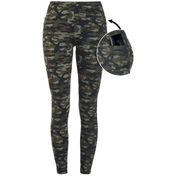 Legíny Rock z Rock Rebel by EMP - Olivové kamufláž legíny s bočními kapsami - Ženy - olivová