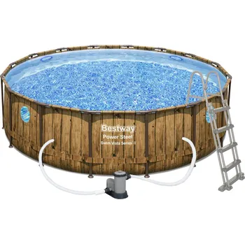 Bazén Bestway Bazén Power Steel Wood Swim Vista 4,88 x 1,22 m - 56725