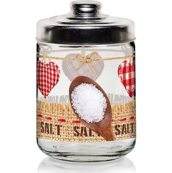 Dóza na potraviny DÓZA SKLO S VÍČKEM NA SŮL 800ML,VALENTINA DEK.SRDC