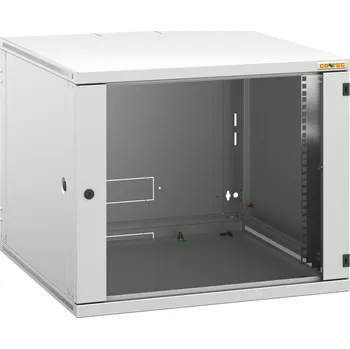 Serverovna RUN-12-60/50-B Nástěnný rozvaděč, 19", v. 12U (624mm), h. 500mm, š. 600mm, PREMIUM, šedý