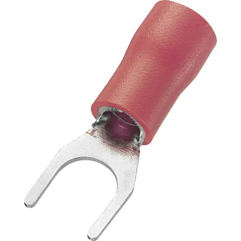 Kabelové oko TRU COMPONENTS 745254 vidlicové kabelové oko 0.50 mm² 1.50 mm² Ø otvoru=4.3 mm částečná izolace červená 100 ks